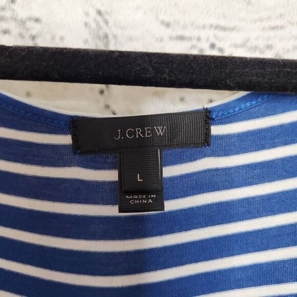 J Crew White Blue Striped Sleeveless Racerback Maxi Dress Womens Stretch Large - Picture 12 of 14